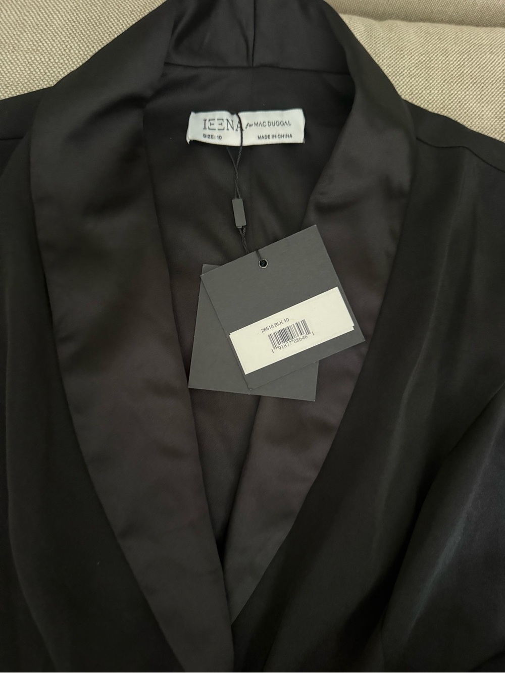 Mac Duggal Black Feather-Hem Blazer Mini Dress - Picture 5 of 7